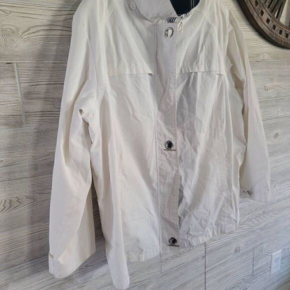 Mackintosh Rain Coat White Sail Boats Womens SZ 3XL Shoulder Pads New England - Picture 6 of 9
